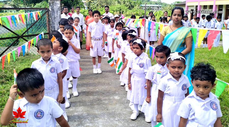 Children of Saraswati Shishu Vidya Mandir School during Independence Day Celebration.