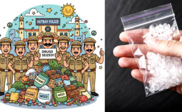 हट्बे पुलिस ने ड्रग तस्करों को बड़ा झटका दिया, 6.979 किलोग्राम मेथामफेटामाइन बरामद। Hutbay Police