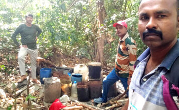 PS कालीघाट ने तालबगान जंगल में अवैध शराब बनाने का भंडाफोड़ किया। Lahan